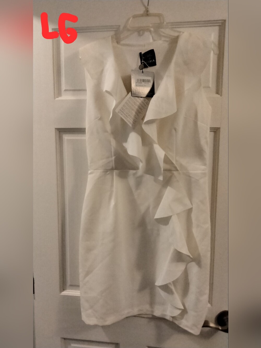 Tantrums White Ruffle-Front Sleeveless Dress